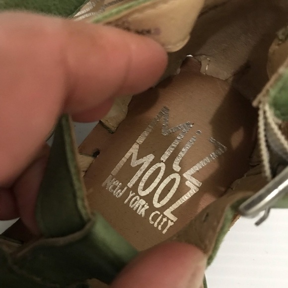 Miz Mooz Fascinate Leather Studded Ankle Strap Sandals Aloe EU 36/ US 6 - Picture 7 of 9